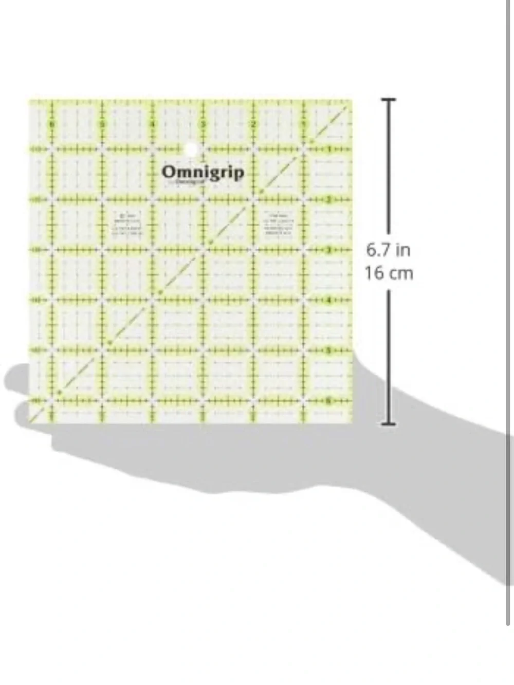 Omnigrip Neon Green Quilters Square Ruler 8.5 Inch by 8.5 Inch NWT - Picture 3 of 3